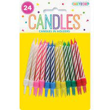 Candles Assorted Colours in Holders 24pk