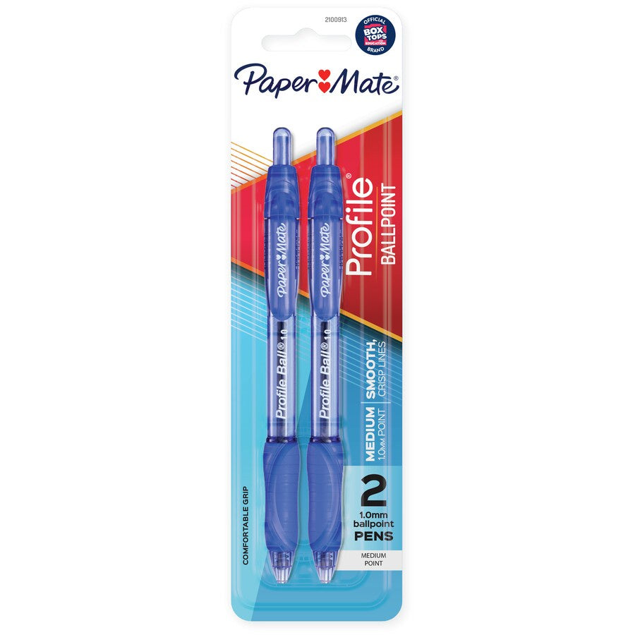 Paper Mate Profile Pen Medium Point Blue 2pk