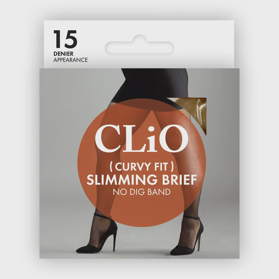 Clio Women's Curvy 15 Denier Slimming Brief Pantyhose Black Size 2