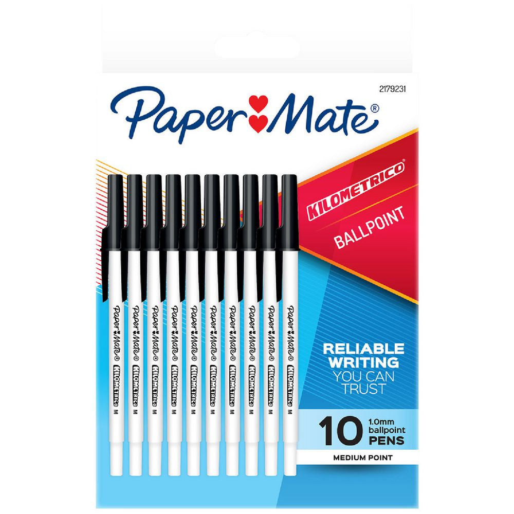 Paper Mate Kilometrico Pens Black 10pk