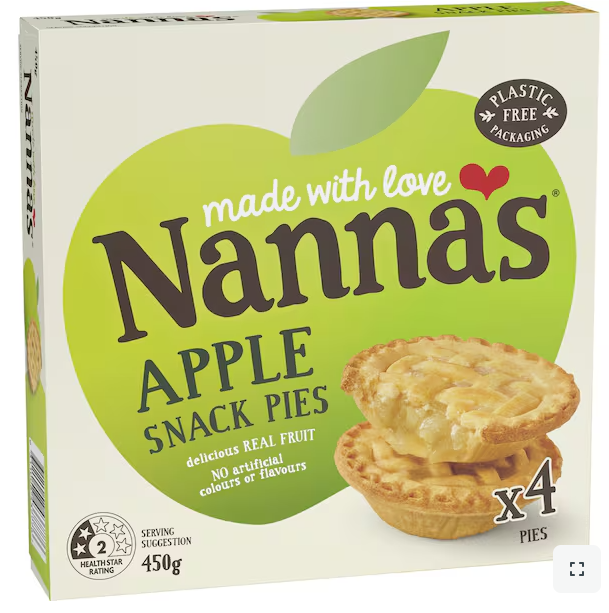 Nanna's Snack Pies Apple 450g 4pk