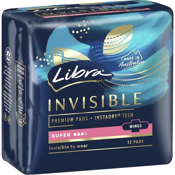 Libra Pads Invisible Super with Wings 12pk