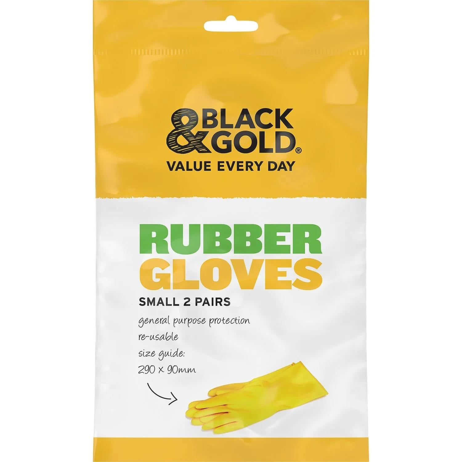 Black&Gold Rubber Gloves Small 2pair