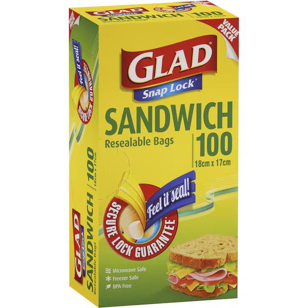 Glad Bag Snap Lock Sandwich Bags 100S