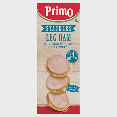 Primo Stackers Leg Ham  Cheddar Cheese & Crackers 50g