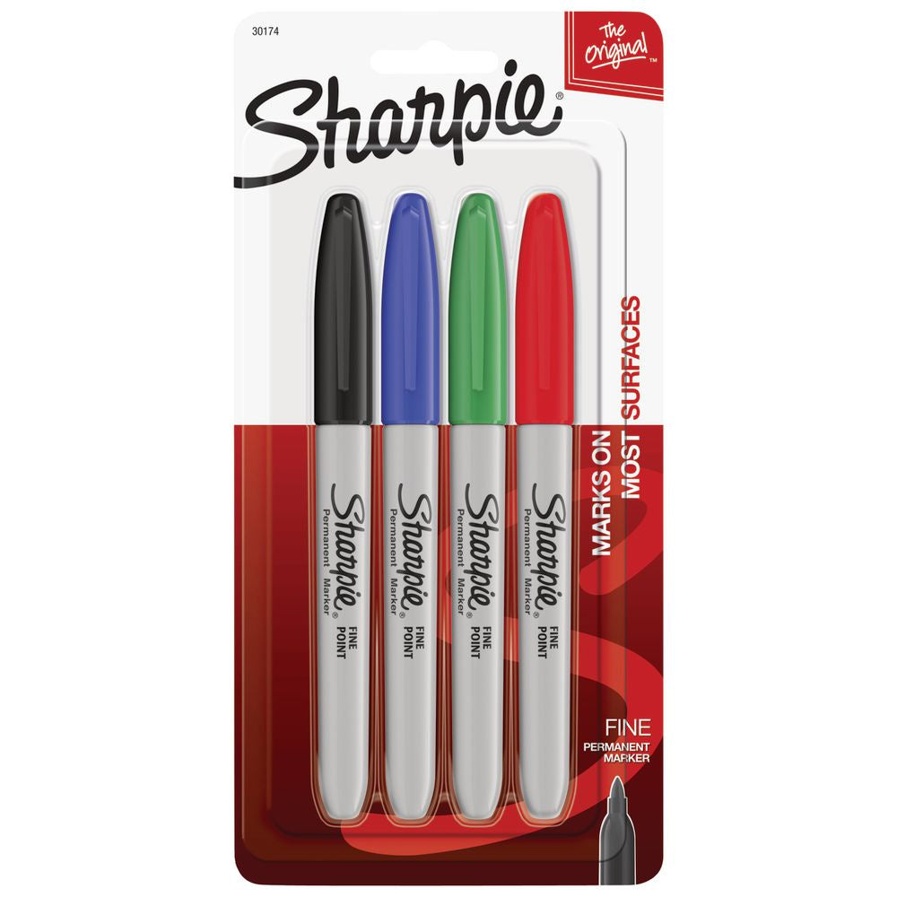 Sharpie Fine Point Permanent Marker Assorted 4 Pack