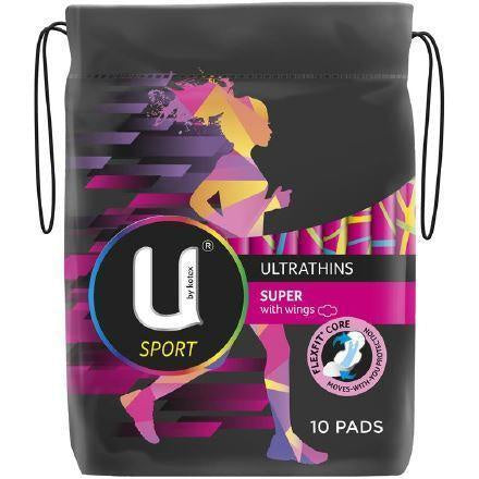 U by Kotex Ultrathin Sport Pads Super with Wings 10pk