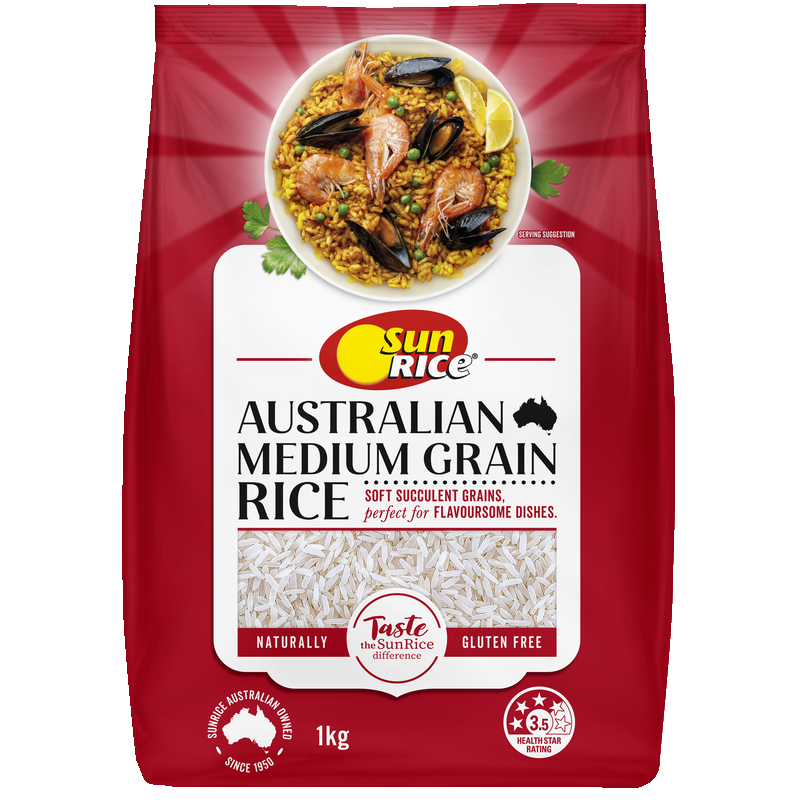 Sunrice White Medium Grain Rice 1kg