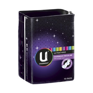 U by Kotex Ultrathin Overnight Pads Regular with Wings 10pk